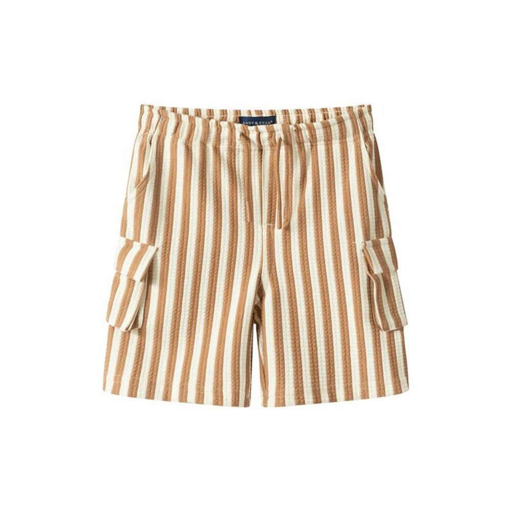 Andy & Evan Boys Beige Striped Quilted Short, Tan